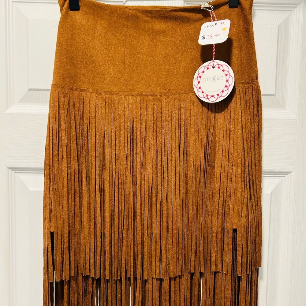 Umgee Women's Brown Fringe Skirt